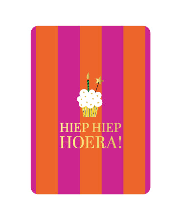wenskaart - Hiep hiep hoera + hartje