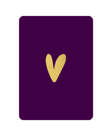 Wenskaart - Hart goud (paars)