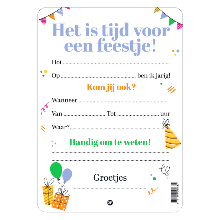 Uitnodigingskaart - Kom je op mijn feestje - blauw
