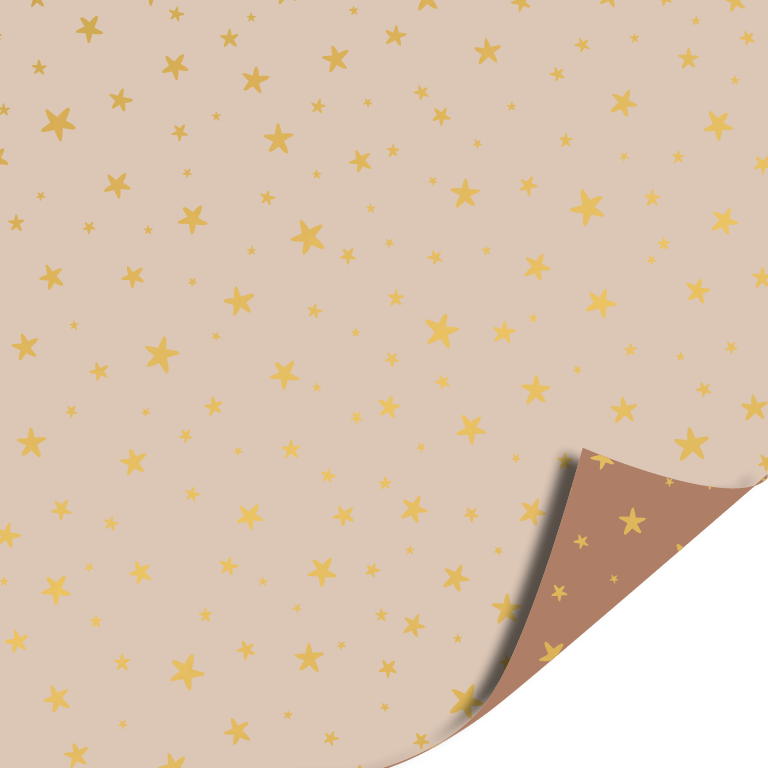 Beige en bruin cadeaupapier met kleine gouden sterretjes
