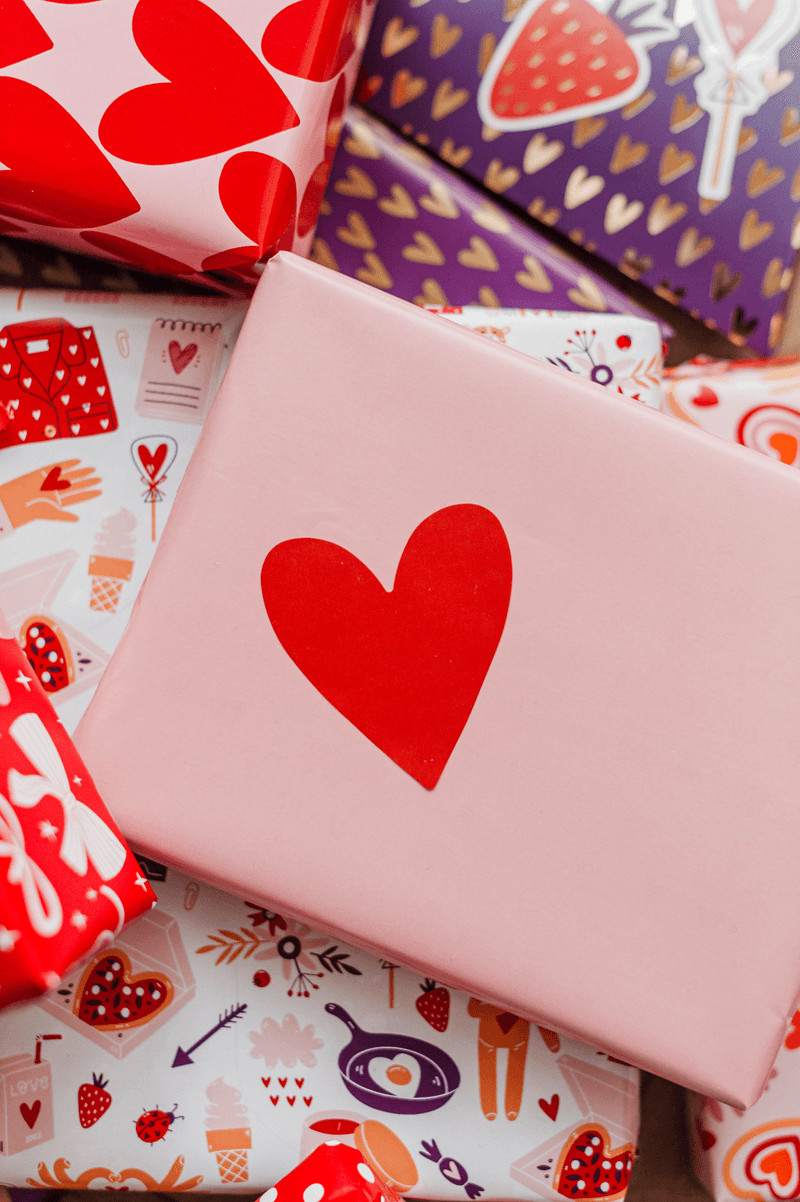 Stickers - Hart rood/roze/goud - 10 stuks