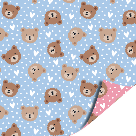 Cadeaupapier - Little Bear (pink/blue)