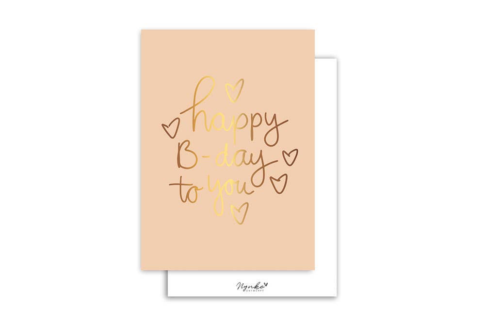 Kaart - Happy b-day - met goudfolie