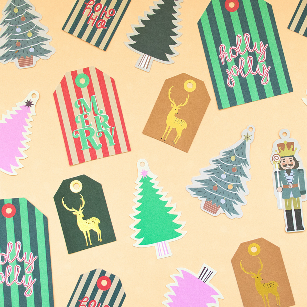 Kerst Cadeaulabel Duo - Trees Sage/Cider - 2 stuks