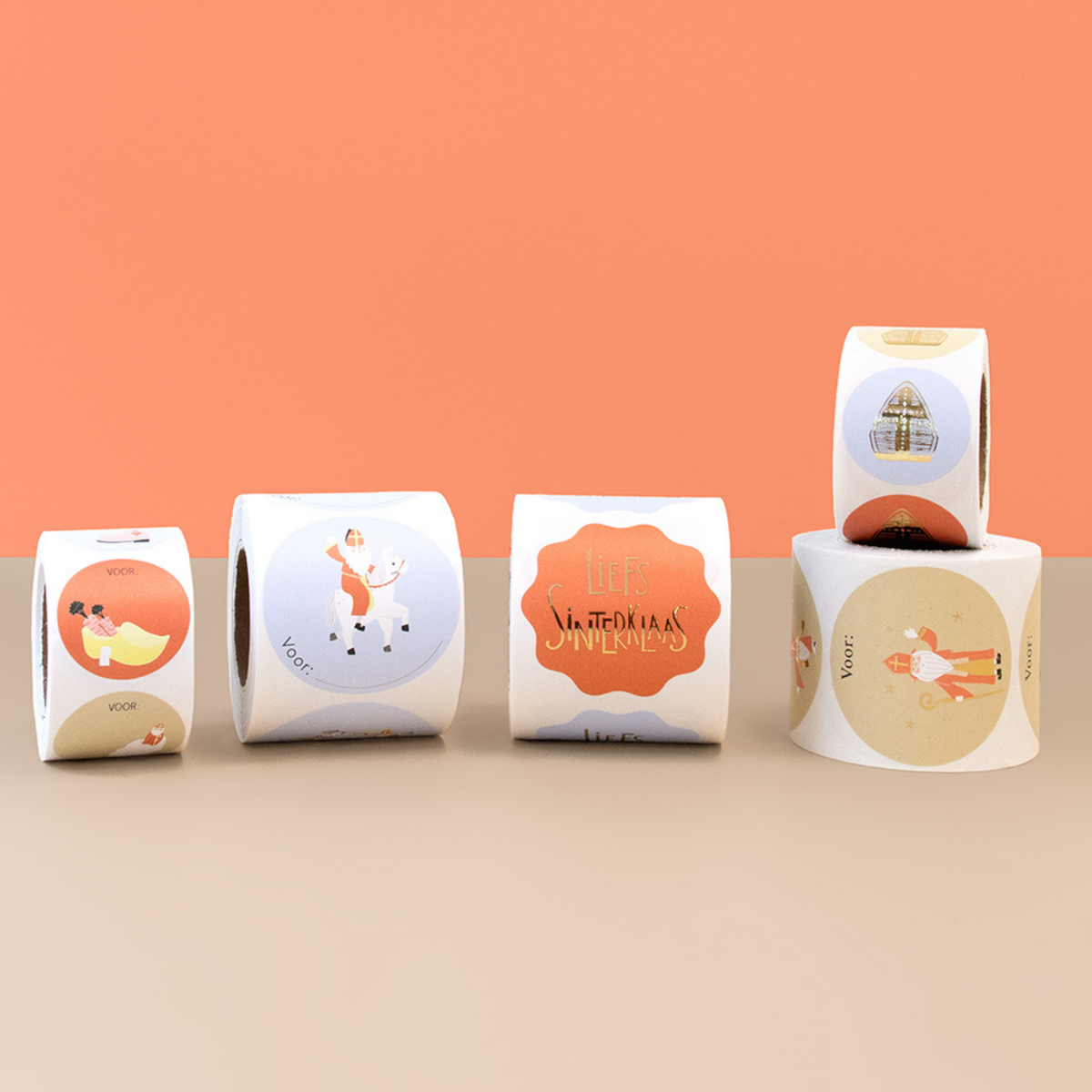 Stickers Sint duo - Liefs Sinterklaas Goud - 10 stuks