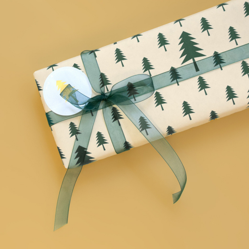 Cadeaupapier - Kerst - Tree Beige/Green - Cider