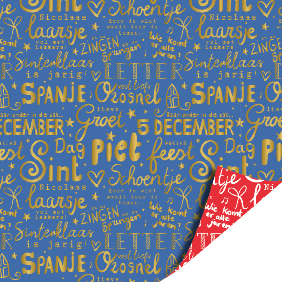Cadeaupapier Sint - Letter pret rood