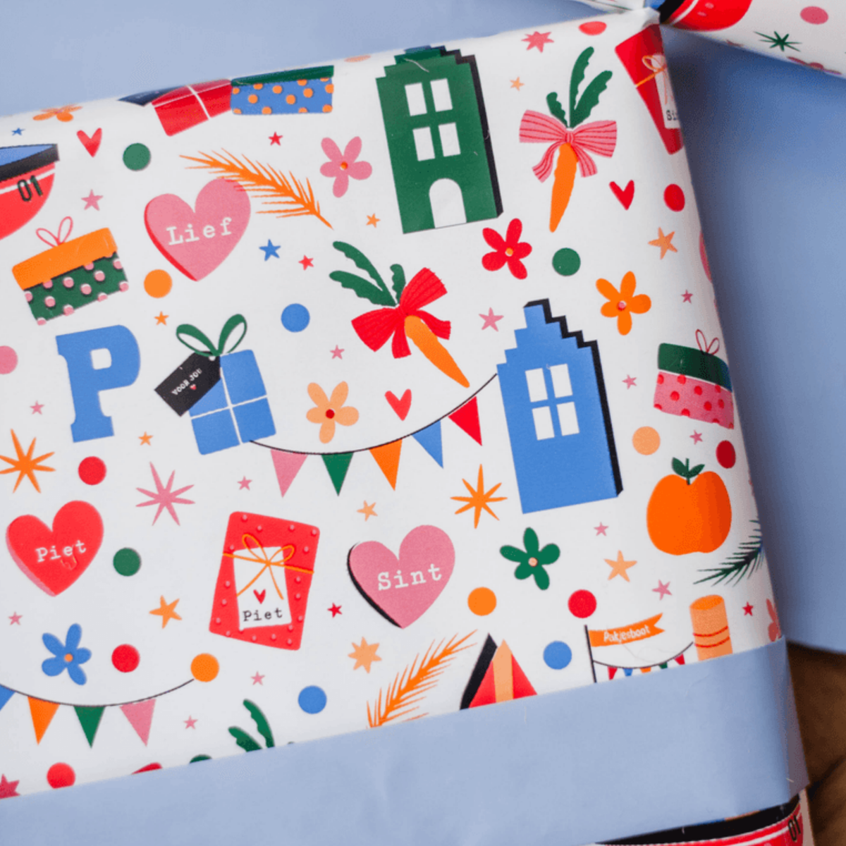 Cadeaupapier Sint - Pakjes pret