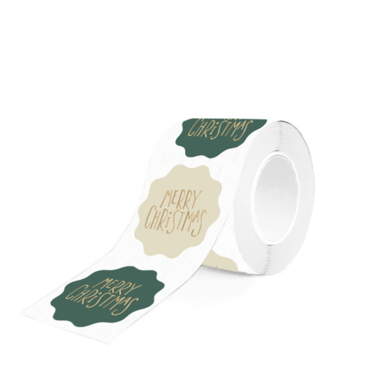 Stickers Kerst Duo - Merry Christmas Gold Green/Biscuit - 10 stuks