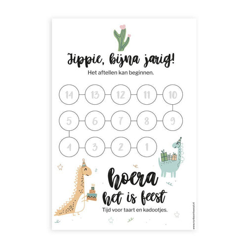 Aftelkalender verjaardag jongen dino