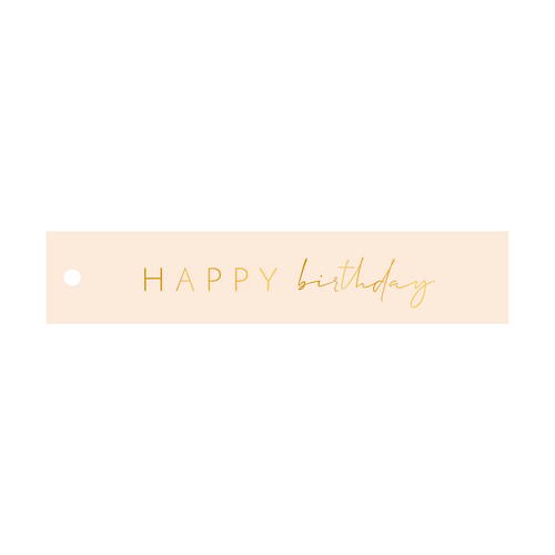 Cadeaulabel happy birthday met goudfolie