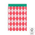 Cadeauzakje met rood en roze ruiten