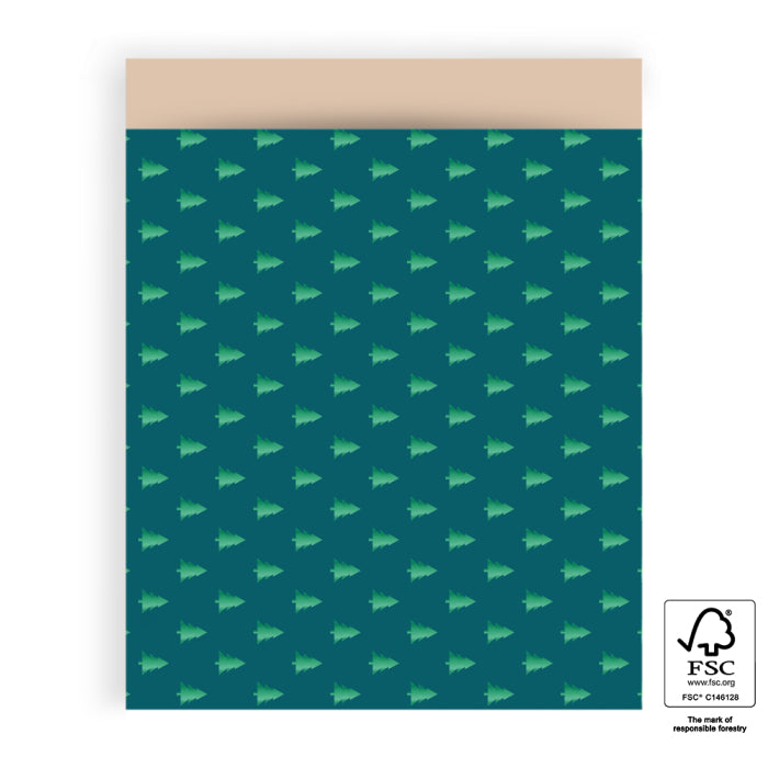 Cadeauzakje Kerst - Tree green foil jade nude - 5 stuks - L