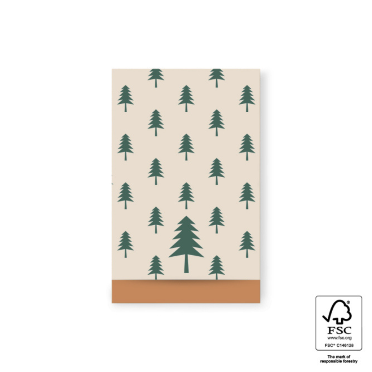 Cadeauzakjes beige met groene dennenbomen in verschillende maten