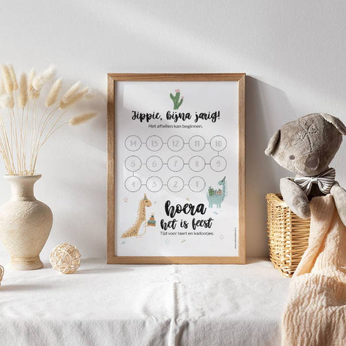 Aftelkalender verjaardag jongen a4