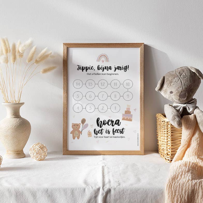 Aftelkalender verjaardag meisje a4