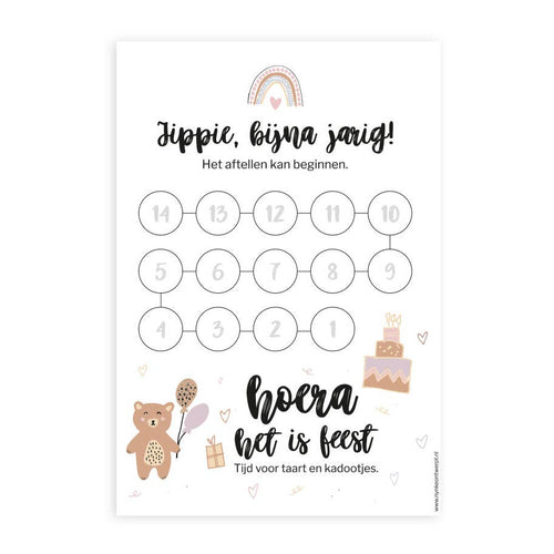 Aftelkalender verjaardag meisje a4