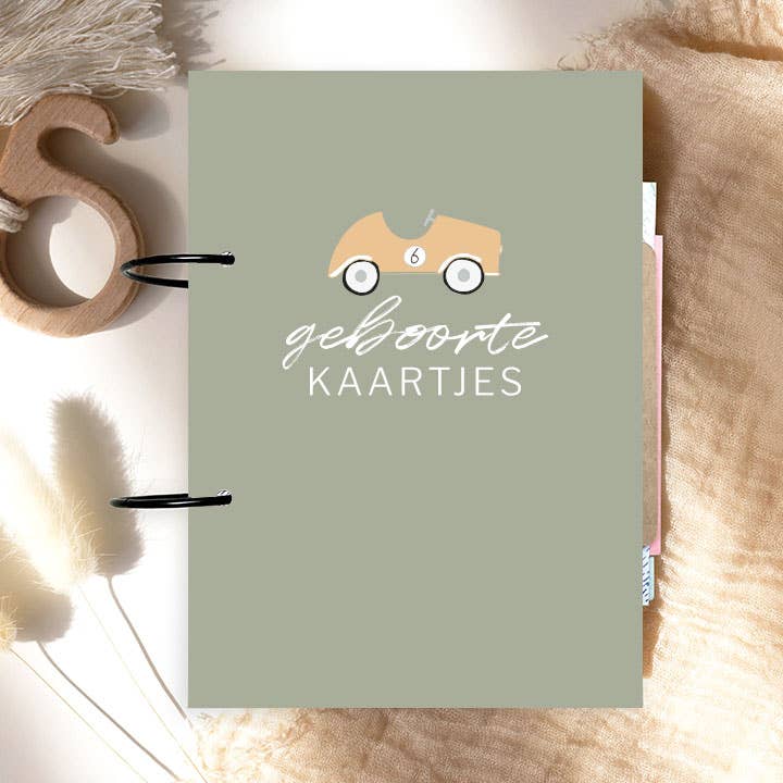 Bewaarbundel - geboortekaartjes auto's - groen