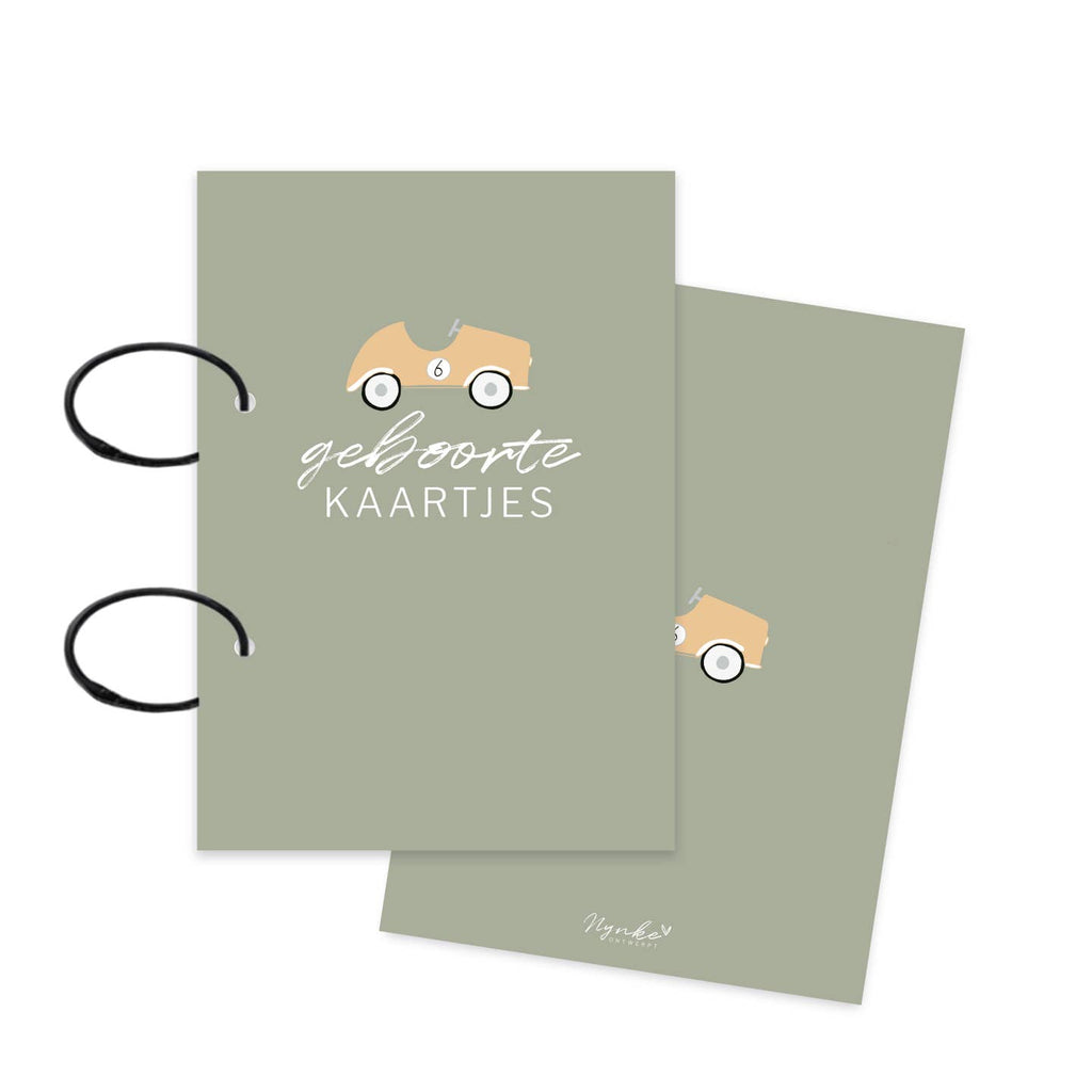 Bewaarbundel - geboortekaartjes auto's - groen