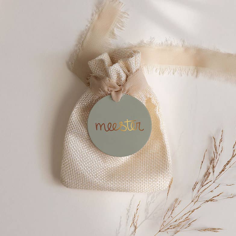 Cadeaulabel - meester - met goudfolie