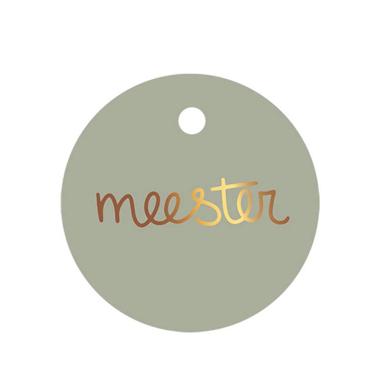 Cadeaulabel - meester - met goudfolie