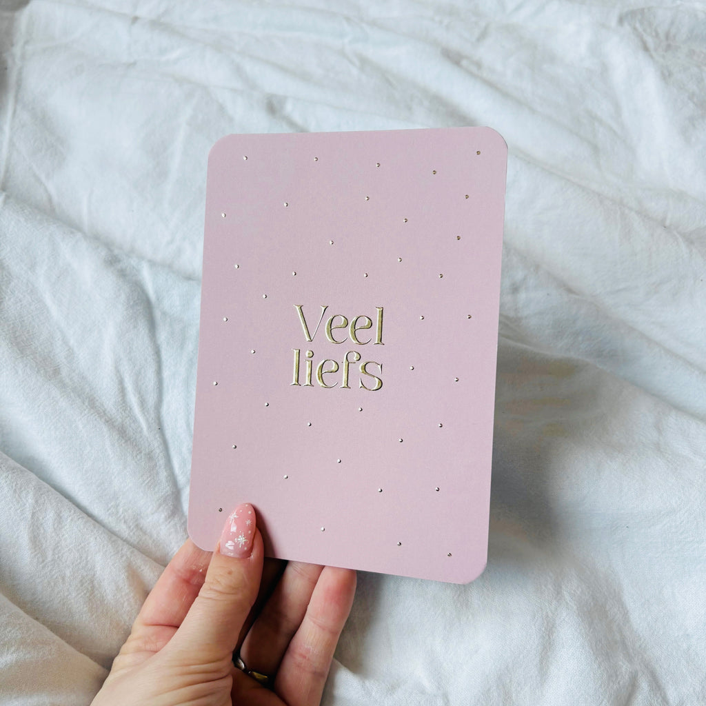 Wenskaart - Veel liefs - met goudfolie