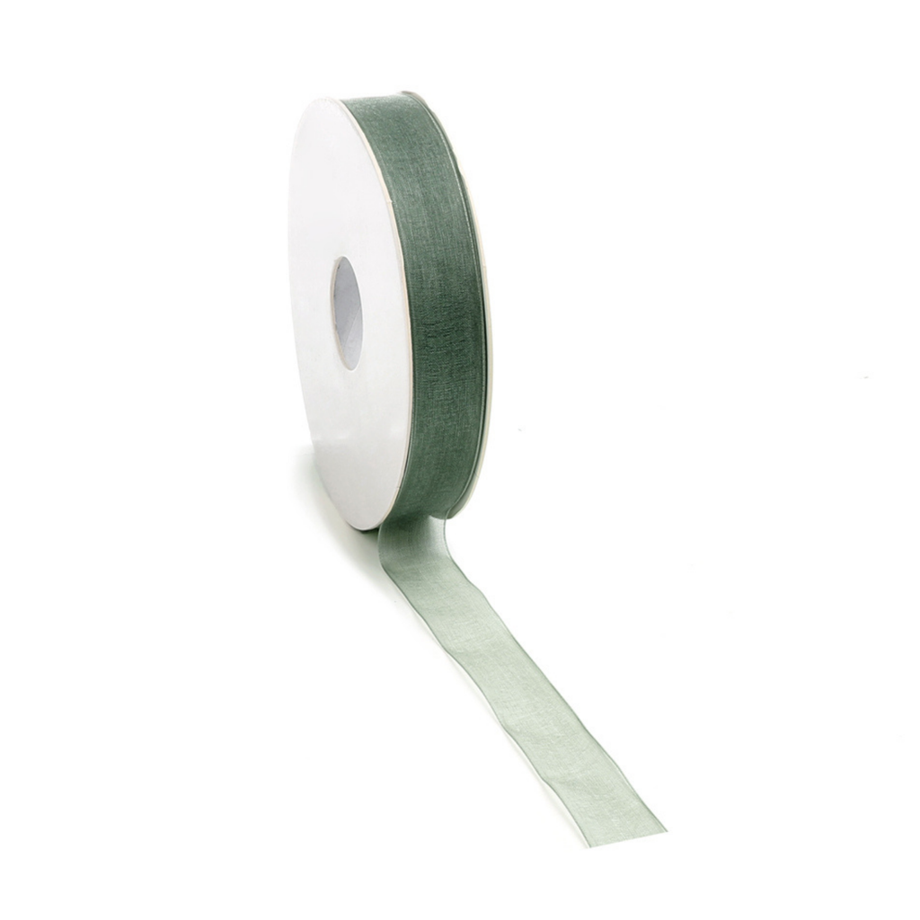 15 mm breed organza lint in de kleur misty green