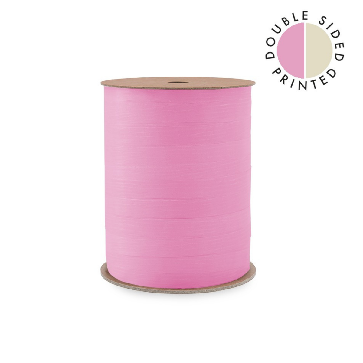 Dubbelzijdig lint, lichtroze met geel/beige