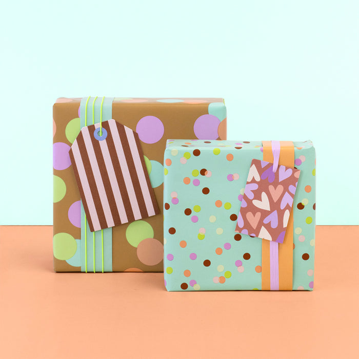 Cadeaupapier - Party confetti pistache peach
