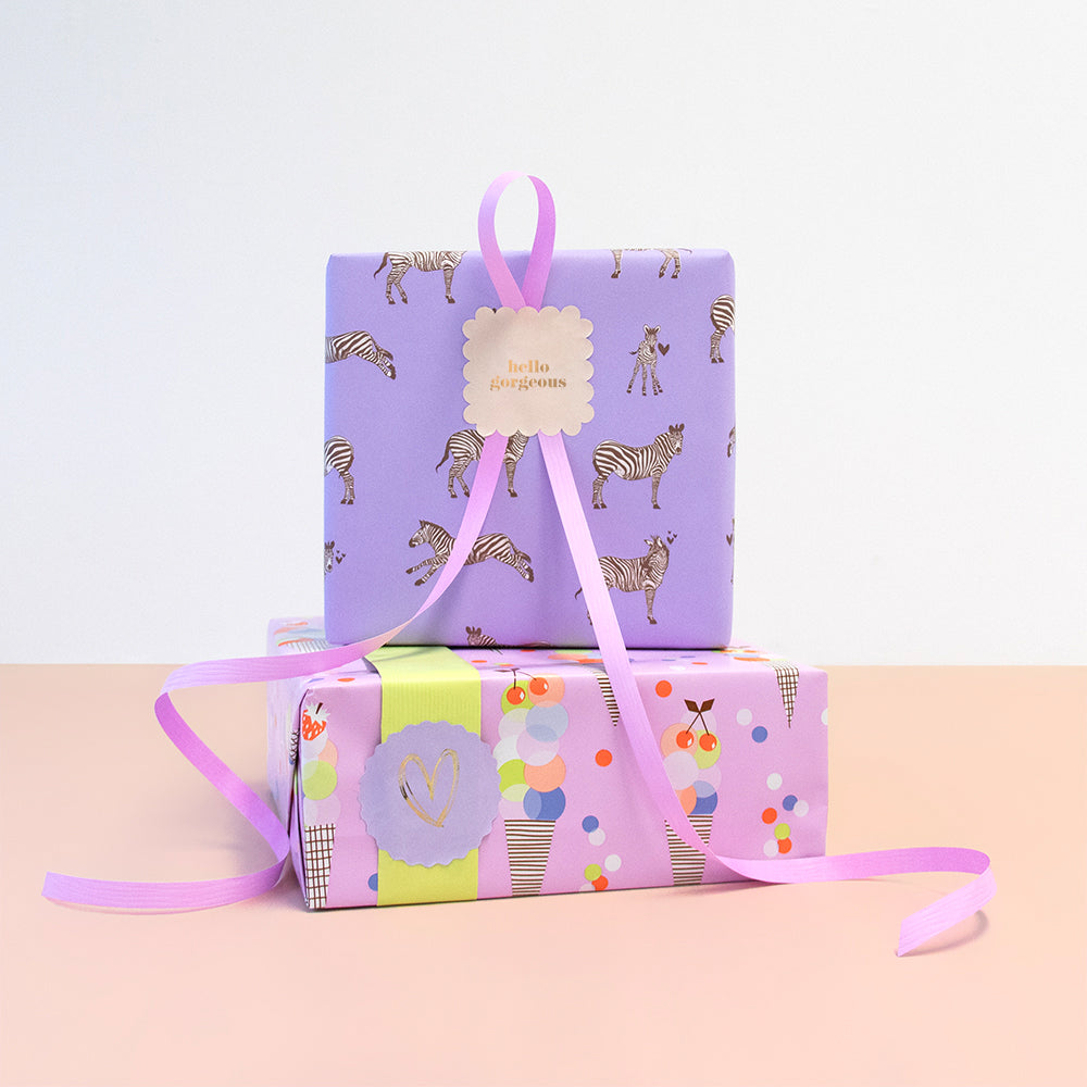 Cadeaupapier - Zebra lilac peach
