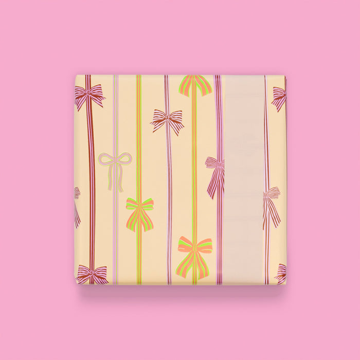 Cadeaupapier - Bow parade peach pink