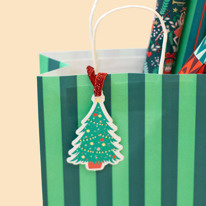 Cadeaulabel Kerst - Tree / Nutcracker duo
