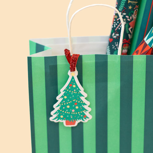 Cadeaulabel Kerst - Tree / Nutcracker duo