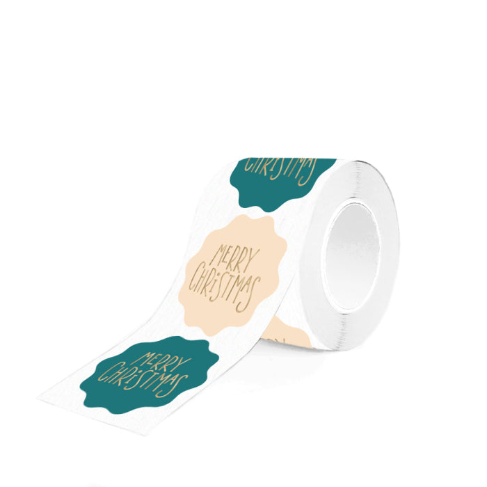 Stickers Kerst - Merry Christmas Gold Jade duo - 10 stuks