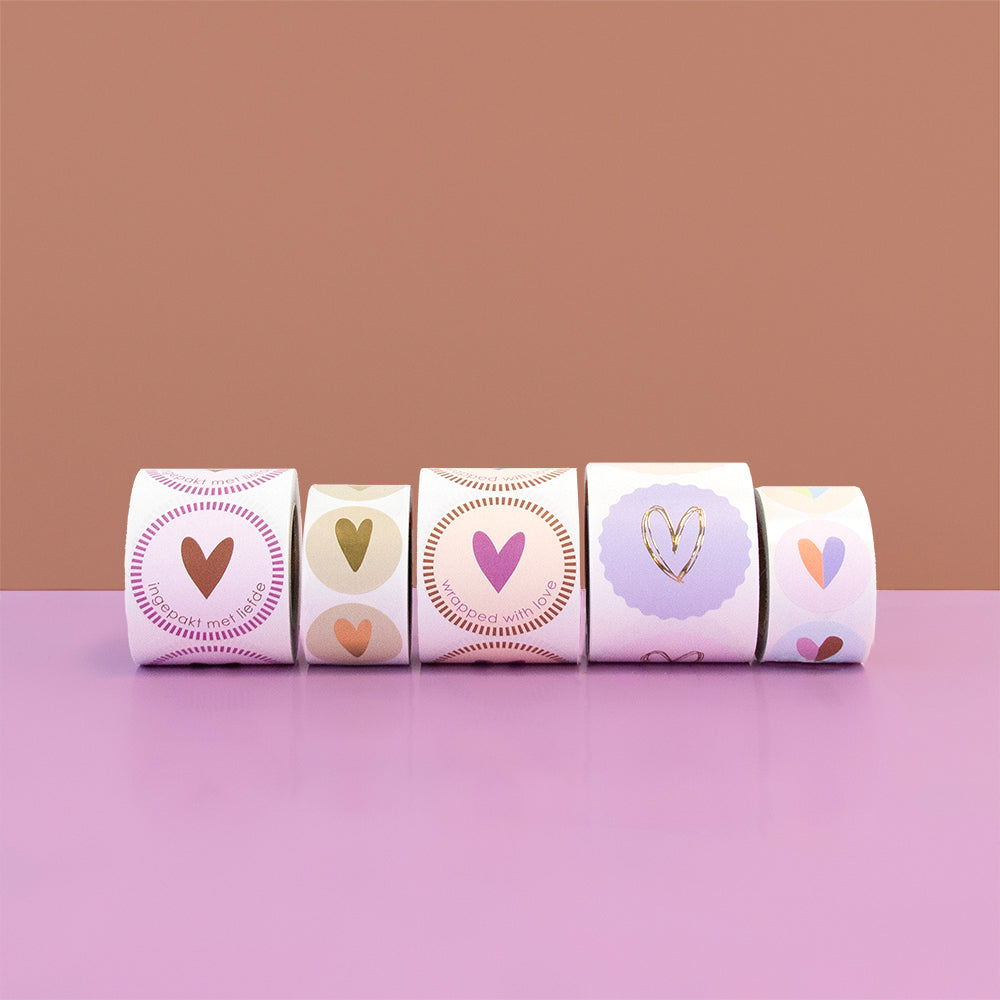 Stickers - Multi heart gold pastel - 10 stuks