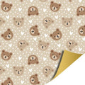 dubbelzijdig cadeaupapier met kleine beertjes in de kleuren beige en goud