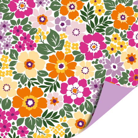 dubbelzijdig cadeaupapier met vrolijke grote bloemen
