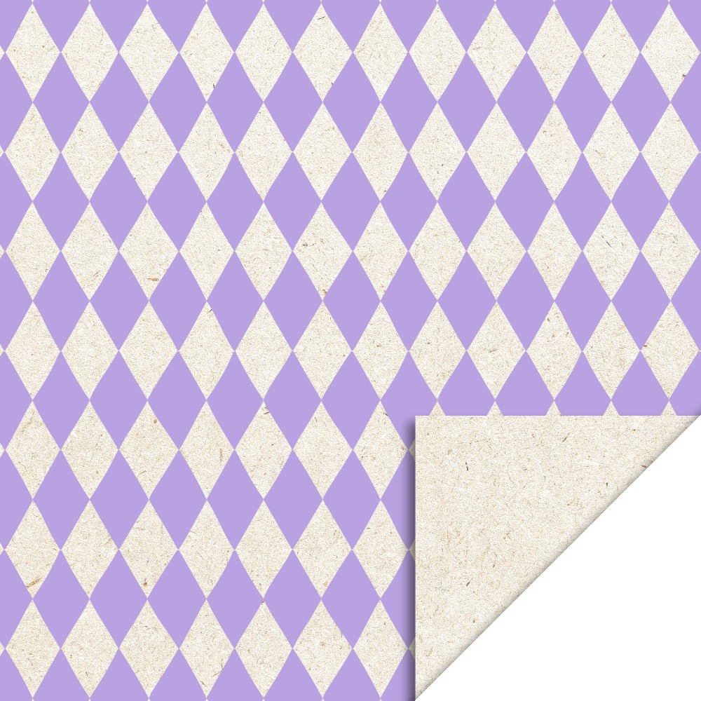 Cadeaupapier met lila en beige ruitjes
