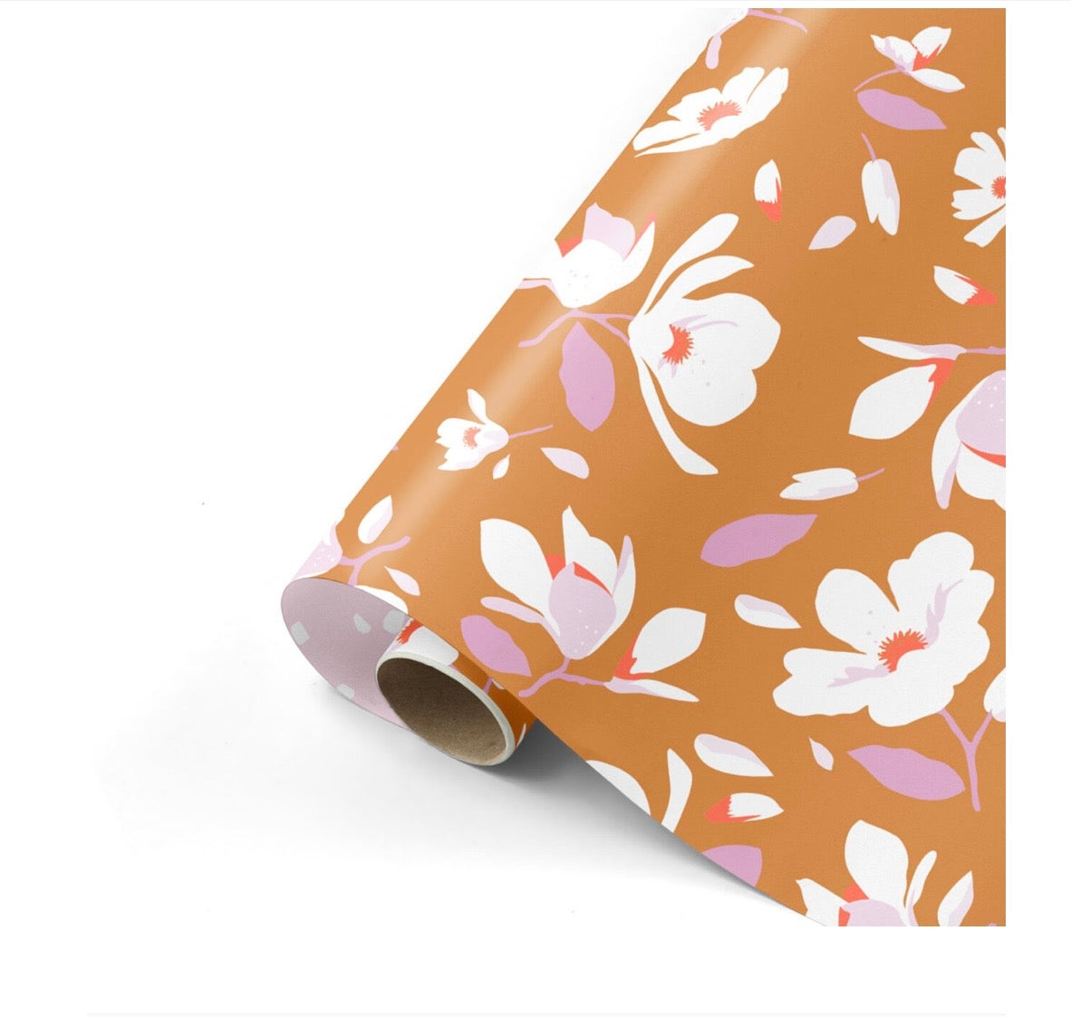 Cadeaupapier met wit met lila kleurige bloemen