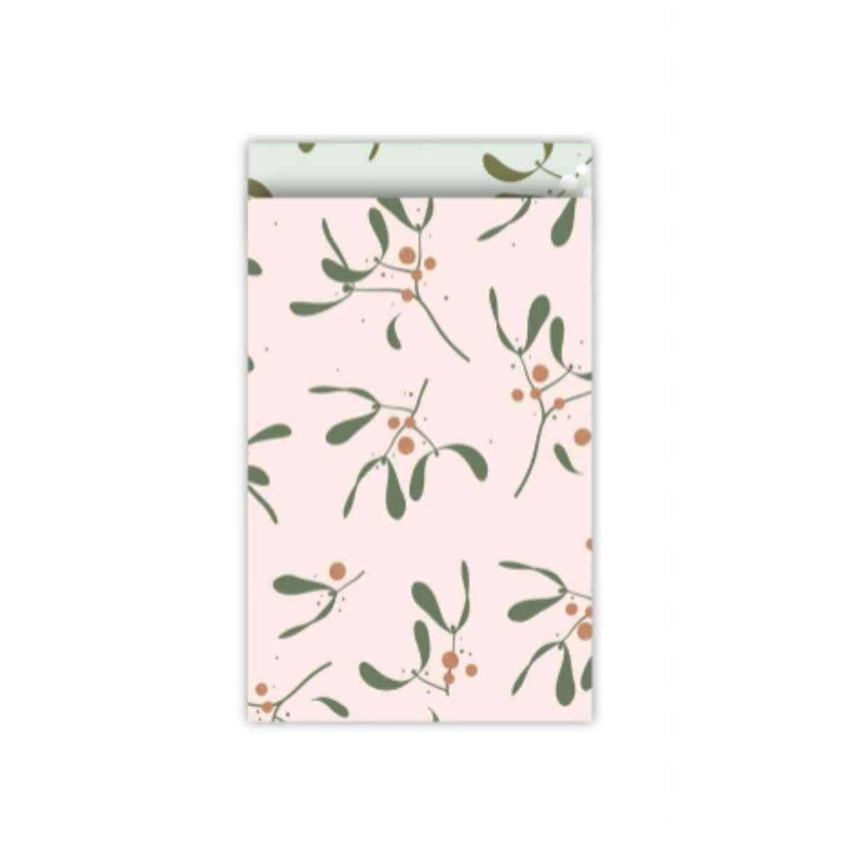Cadeauzakje Kerst Mistletoe - pink - 12x19cm - 5 stuks - S