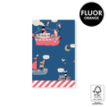 Donkerblauw cadeauzakje met stoomboten van sinterklaas