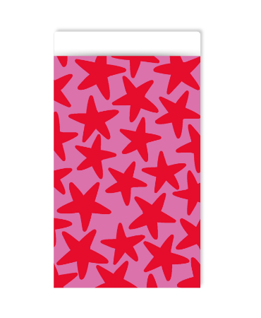 Cadeauzakje - Stars pink-red - 5 stuks - S