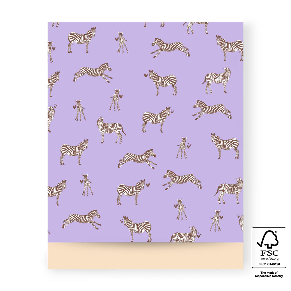 Cadeauzakje - Zebra lilac/peach - 5 stuks - L