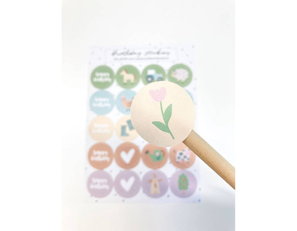 Stickervel A5 - birthday farm stickers