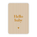 Wenskaart hello baby met streepjes en goudfolie