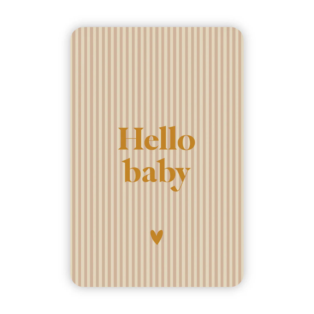 Wenskaart hello baby met streepjes en goudfolie