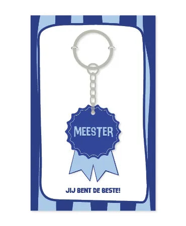 Blauwe sleutelhanger voor de meester, jij bent de beste