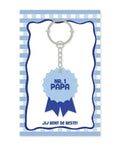 blauwe sleutelhanger voor de nr 1 papa, jij bent de beste