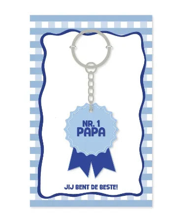 blauwe sleutelhanger voor de nr 1 papa, jij bent de beste