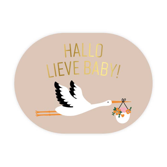 Stickers met ooievaar en de tekst hallo lieve baby